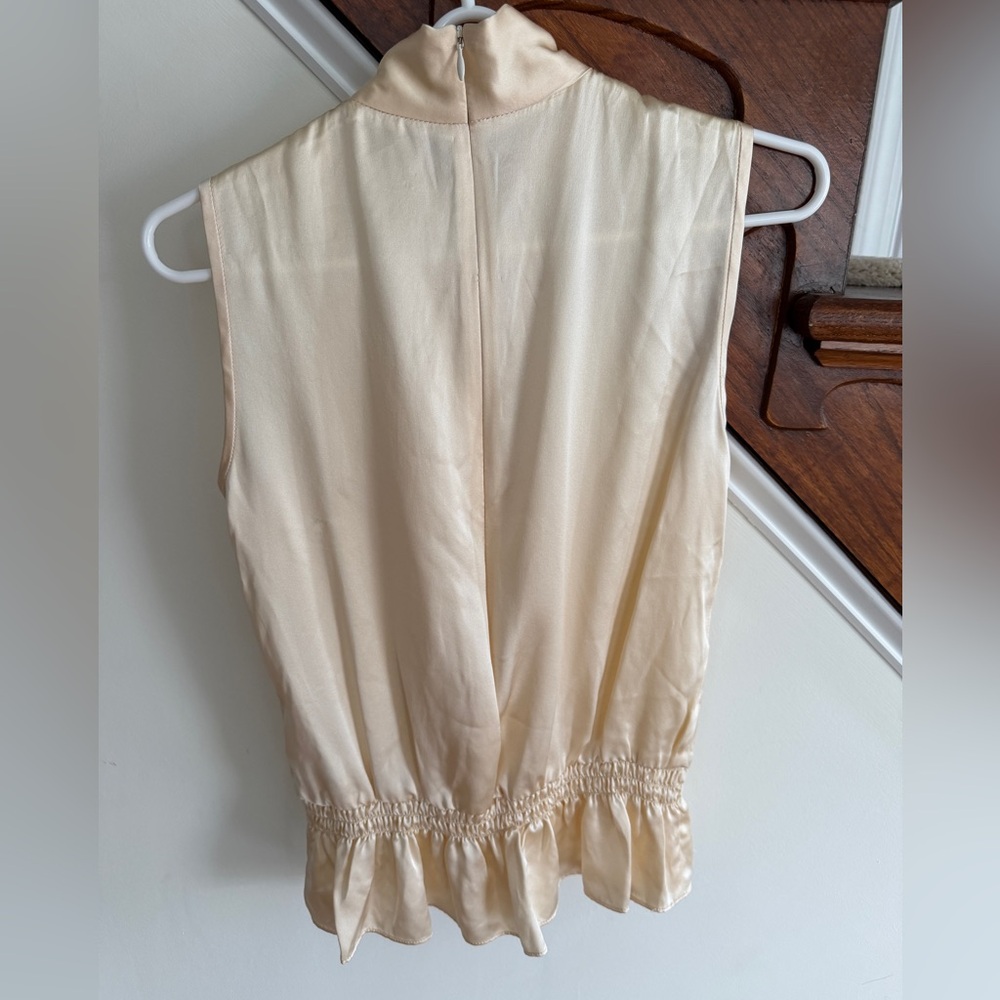 Nanette Lepore Cream Sleeveless Tie-Neck Ruffle Hem Blouse NWT! - Picture 3 of 3